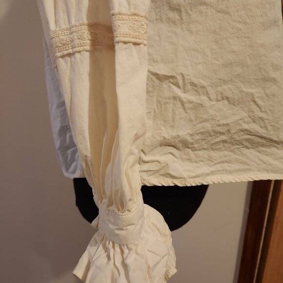 Cream wite blouse with ruffles and embroidery, XS-M size - Picture 5 of 5